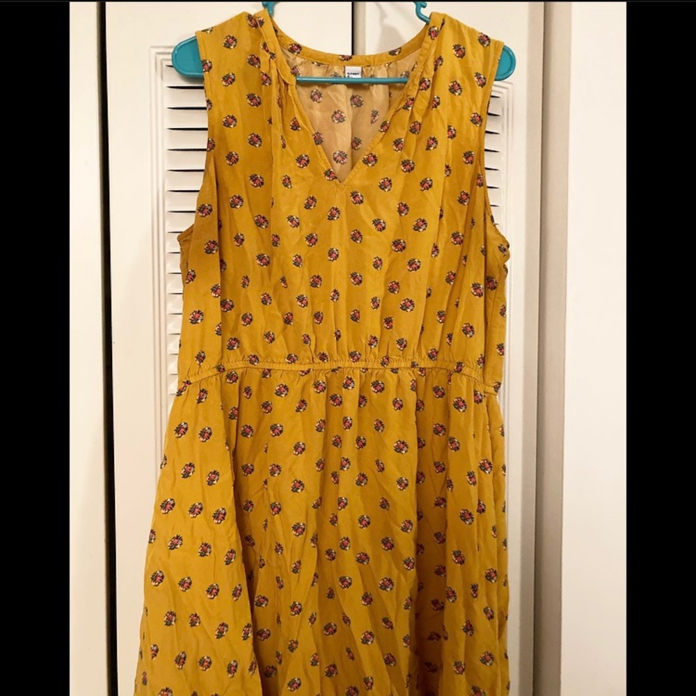 Sleeveless Mustard Yellow Floral Dress - Old Navy